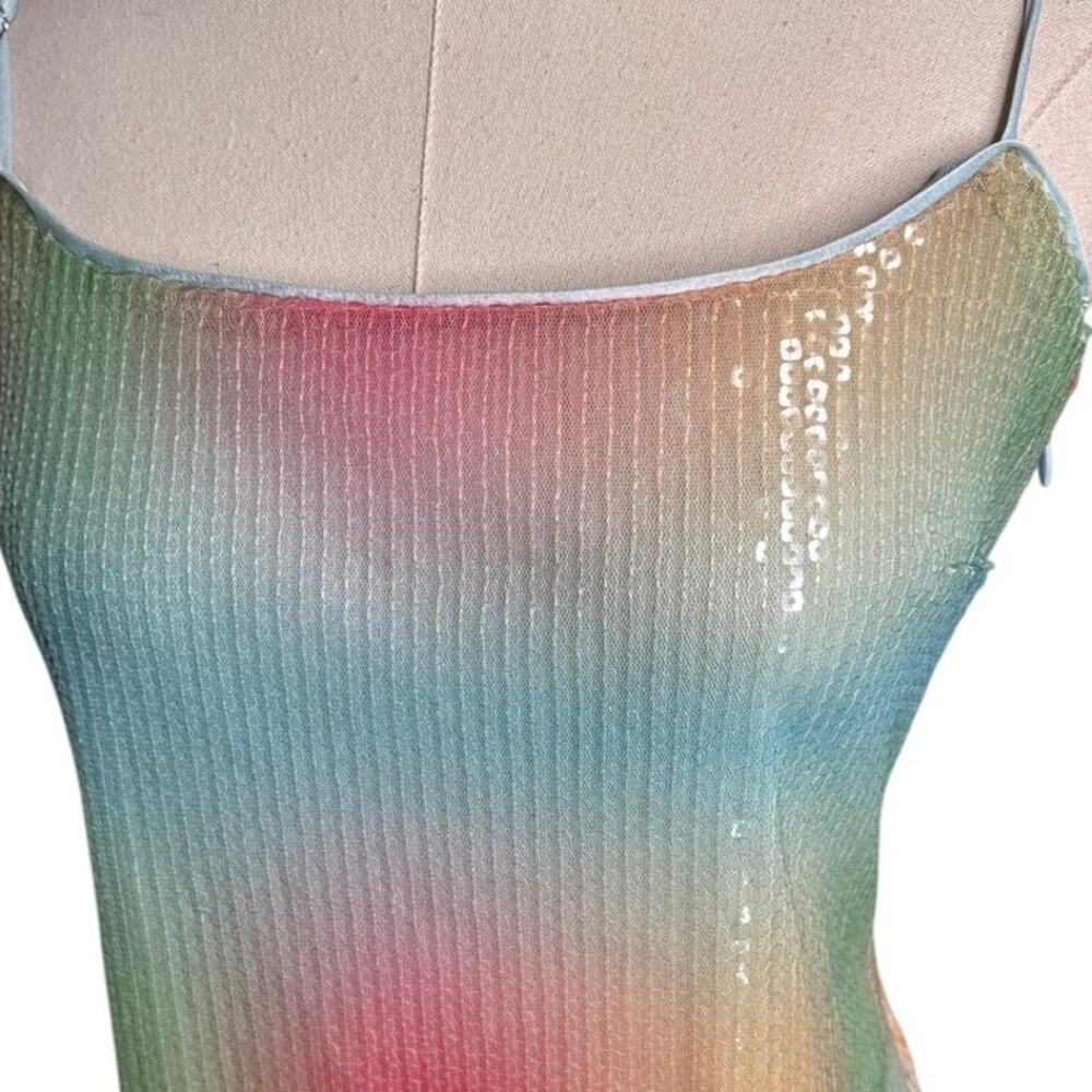 STAUD Jenny Dress Rainbow Ombré Mesh Mini slip sequin size medium M - Picture 8 of 14